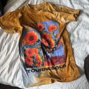Tie-Dye Sunflower Graphic Tee Shirt Tournesols Claude Monet Yellow and Blue